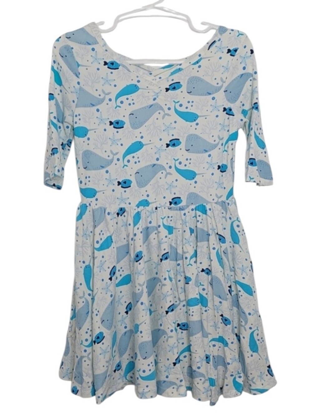 Dot Dot Smile Girls Dress Size 3T 4T Narwhal Nonsense Ballerina Twirl Blue Whale